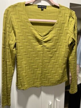 NWOT*Randy Kemper Designer Women's Textured Long-Sleeve Top *Olive Green*XS